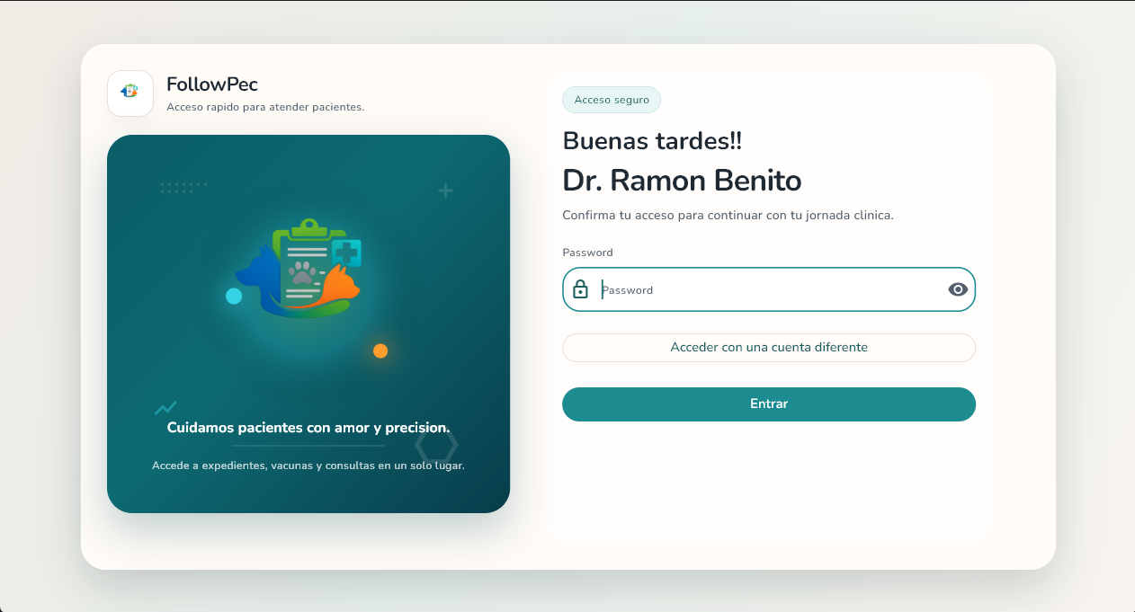 Pantalla de acceso de FollowPec